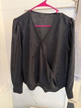 Ann Taylor Black Polka Dot wrap shirt